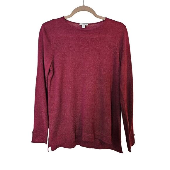 J.Jill merino wool wine colored lightweight modest sweater. Size S. - Picture 1 of 4